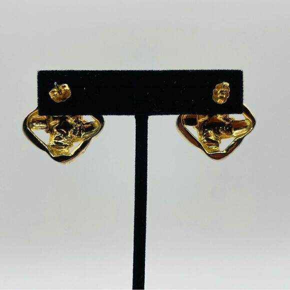 Vintage Gold Jewel Tone Earrings - Picture 3 of 3
